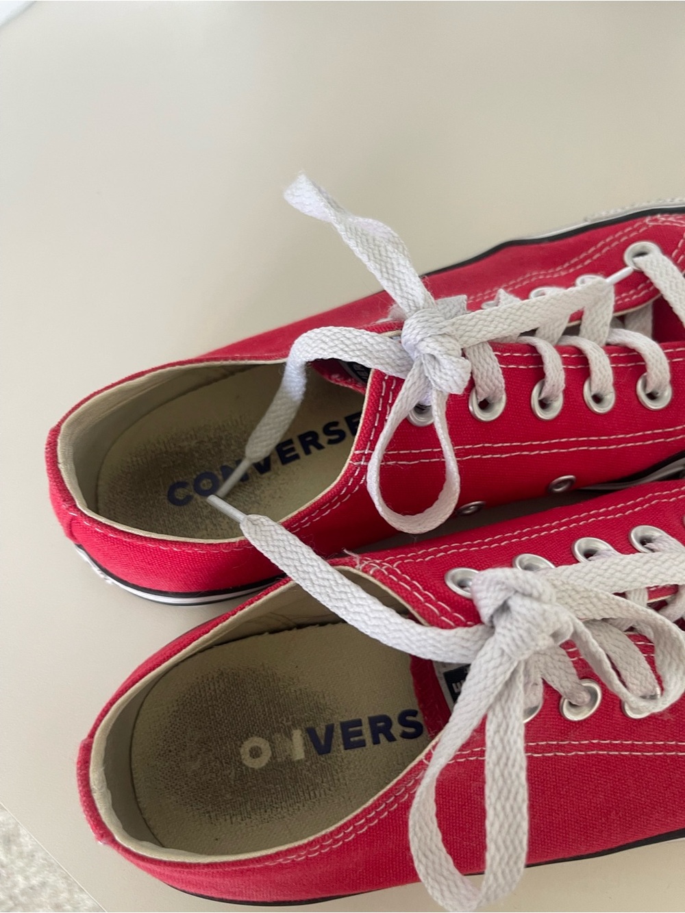 Converse Red Low-Top Canvas Sneakers with White Accents - Picture 3 of 4